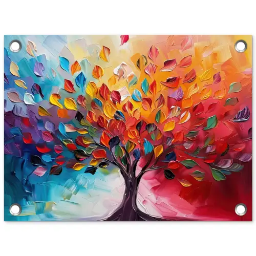 Boom - Levensboom - Kleurrijk - Abstract tuinposter los doek klein -3d