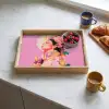 Vrouw - Bloemen - Paars - Abstract Dienblad Rechthoek middel -sfeer2