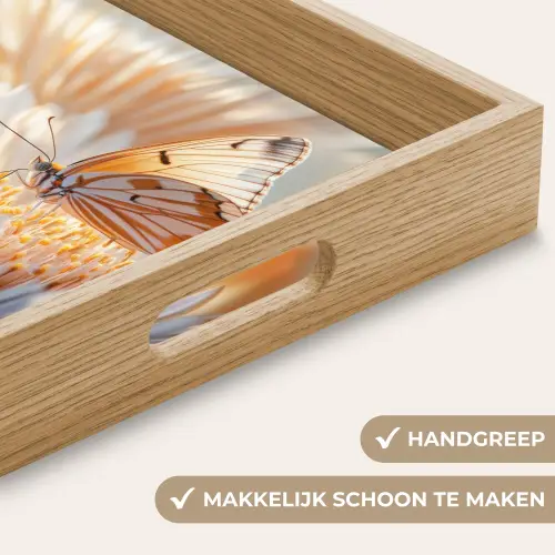 Vlinder - Bloem - Oranje Dienblad Rechthoek middel -USP_HandgreepNL