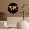 Wereldkaart - Verf - Kleurrijk - Graffiti - Wereld Wandcirkel kunststof plaat 5mm dik klein -sfeer1