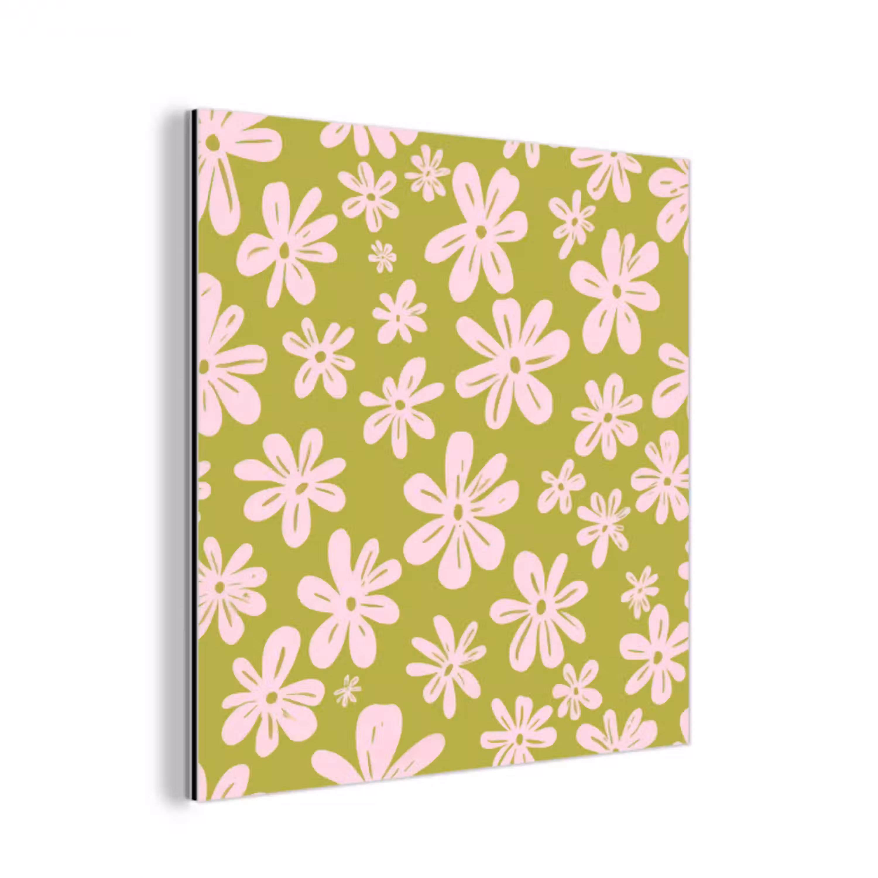 Bloemen - Roze - Getekend - Patroon aluminium wit klein -3d