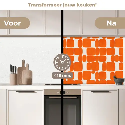 Patroon - Retro - Oranje keuken achterwand 2 middel 871 -voor-na2_NL