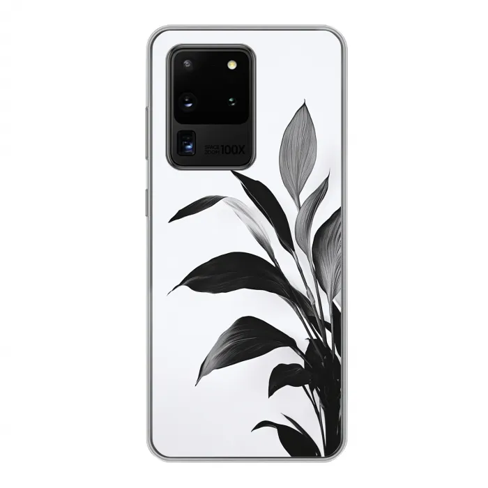 Plant - Bladeren - Minimalistisch - Zwart Telefoonhoesje Samsung Galaxy S20 Ultra klein -3d