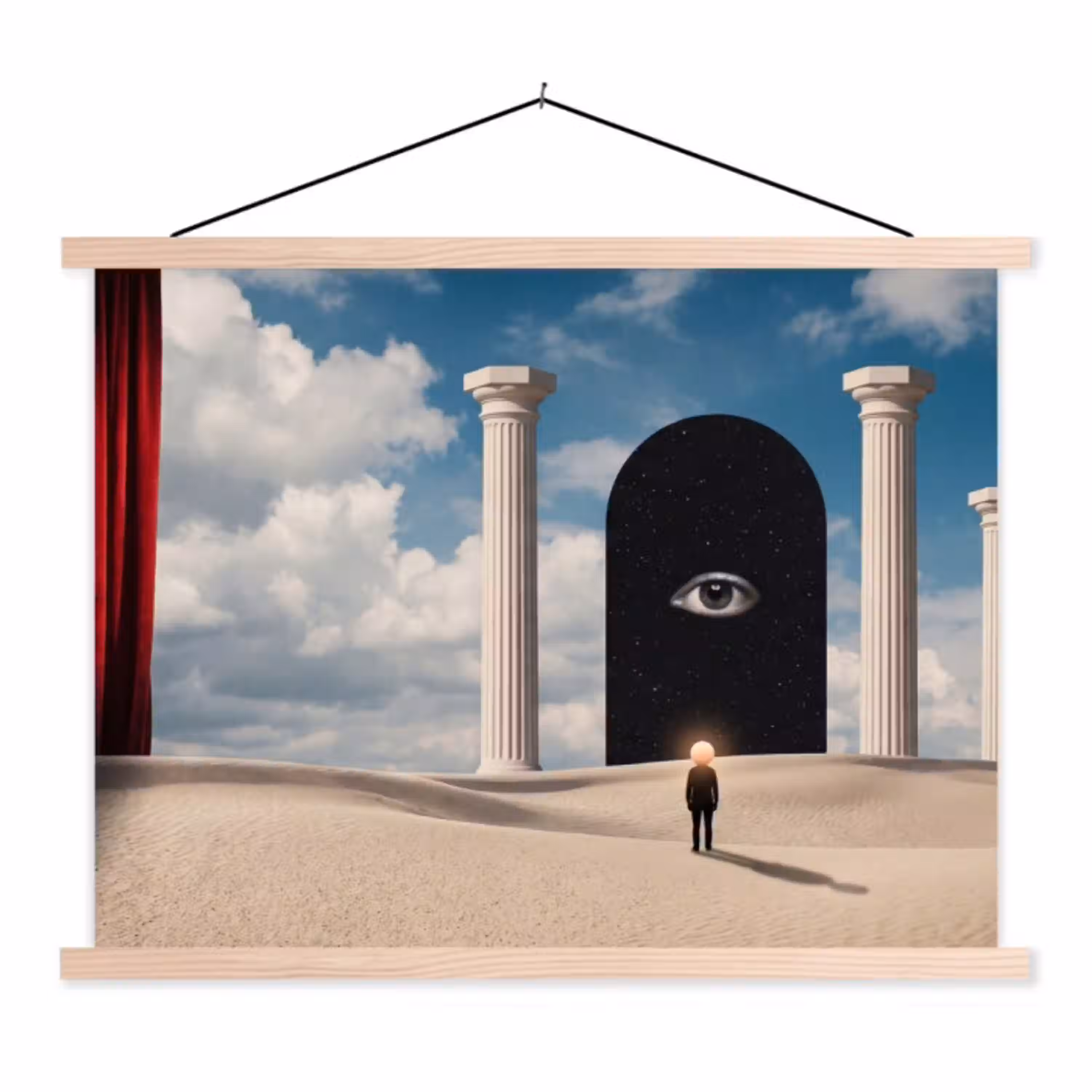 Droom - Woestijn - Oog textielposter latten blank klein -3d