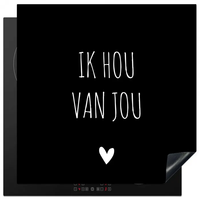 Ik hou van jou - Spreuken - Quotes Inductie beschermer vinyl 3mm middel -3d