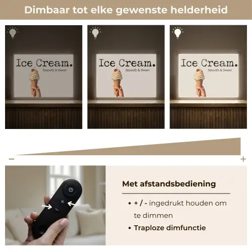 Ice cream - Softijs - Kleurrijk - Kers Light Box met batterij (Wandlamp) middel -USP_dimbaarNL