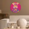 Konijn - Bloemen - Kleurrijk - Kimono Akoestische PET Vilt - Rond klein -sfeer1