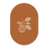 Sinaasappel - Getekend - Bladeren - Bruin Wandcirkel Ovaal Forex klein -3d