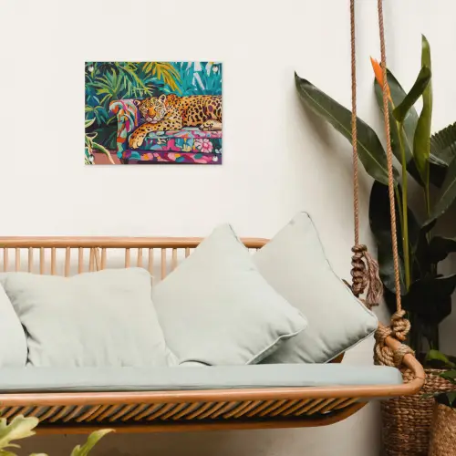 Luipaard - Kleurrijk - Tropisch tuinposter los doek klein -sfeer7