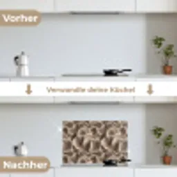 Waaiervorm - Beige - Vezel textuur keuken achterwand spatscherm klein 900 -voor_na_DE