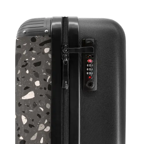 Terrazzo patroon veelkleurig donkergrijs NBS - Handbagage koffer - Kinderen Unisex middel -slot
