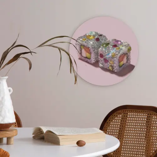 Sushi - Rolletjes - Steentjes - Kleurrijk Akoestische PET Vilt - Rond klein -sfeer3