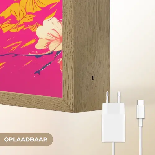 Varken - Bloemkroon - Kimono - Abstract Light Box met batterij (Wandlamp) middel -USP_websiteoplaadbaarNL