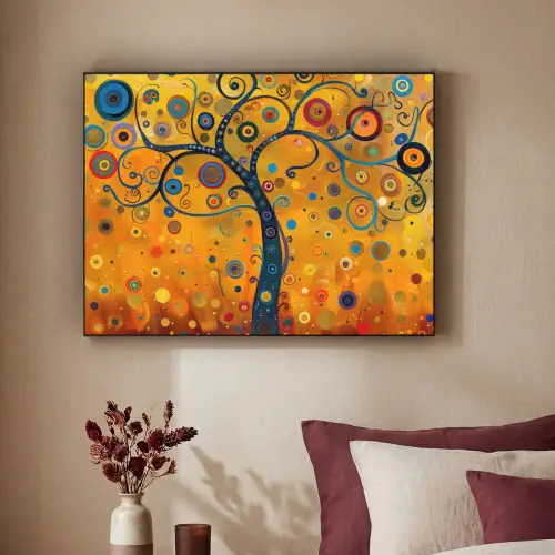Abstract - Boom - Levensboom - Modern Textielframe zwart klein -sfeer1