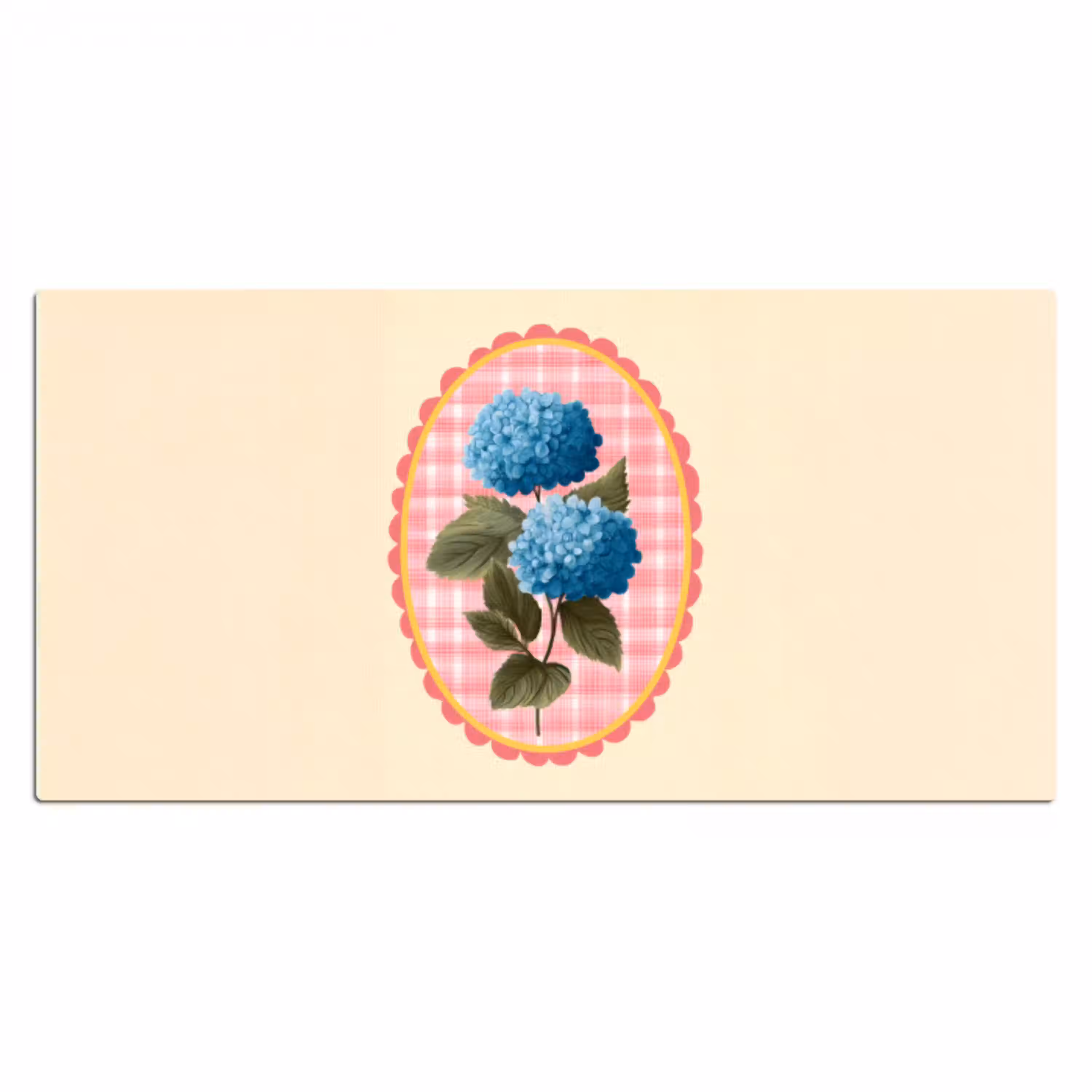 Bloemen - Blauw - Lijst - Bladeren Muismat XXL klein -3d_leeg