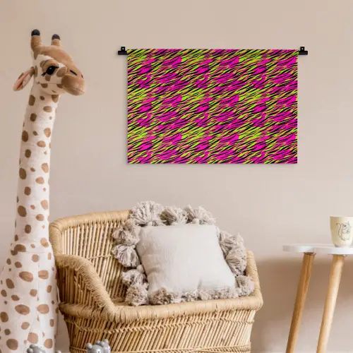 Roze - Groen - Neon - Dieren Wandkleed katoen klein 269 -wsfeer5_kind