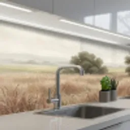 Landschap - Minimalistisch - Beige keuken achterwand 2 middel -3d_schuin