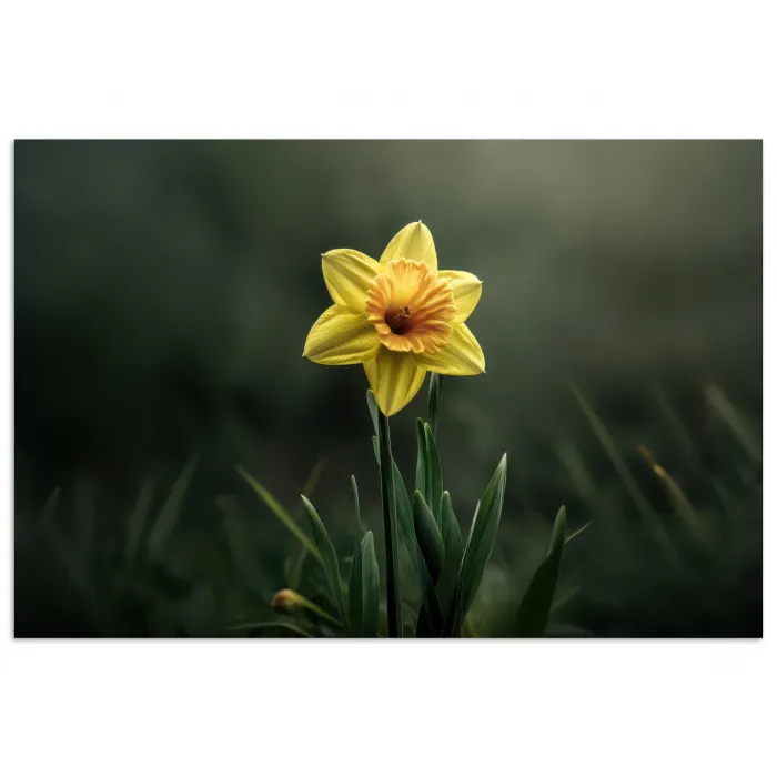 Bloem - Narcis - Gras - Geel poster papier klein -3d