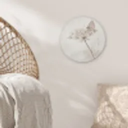 Vlinder - Bloem -Natuur - Beige Akoestische PET Vilt - Rond klein -sfeer4