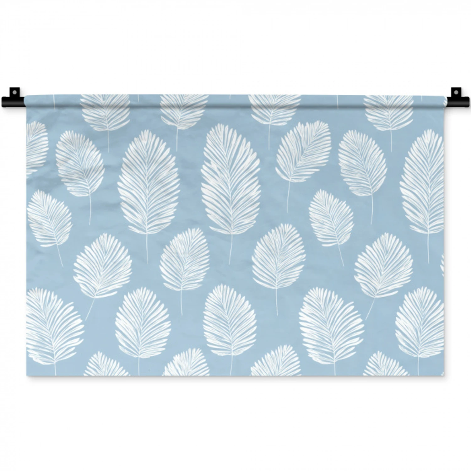 Palmbladeren - Naadloos - Patroon - Pastelblauw Wandkleed katoen klein 269 -zz3d
