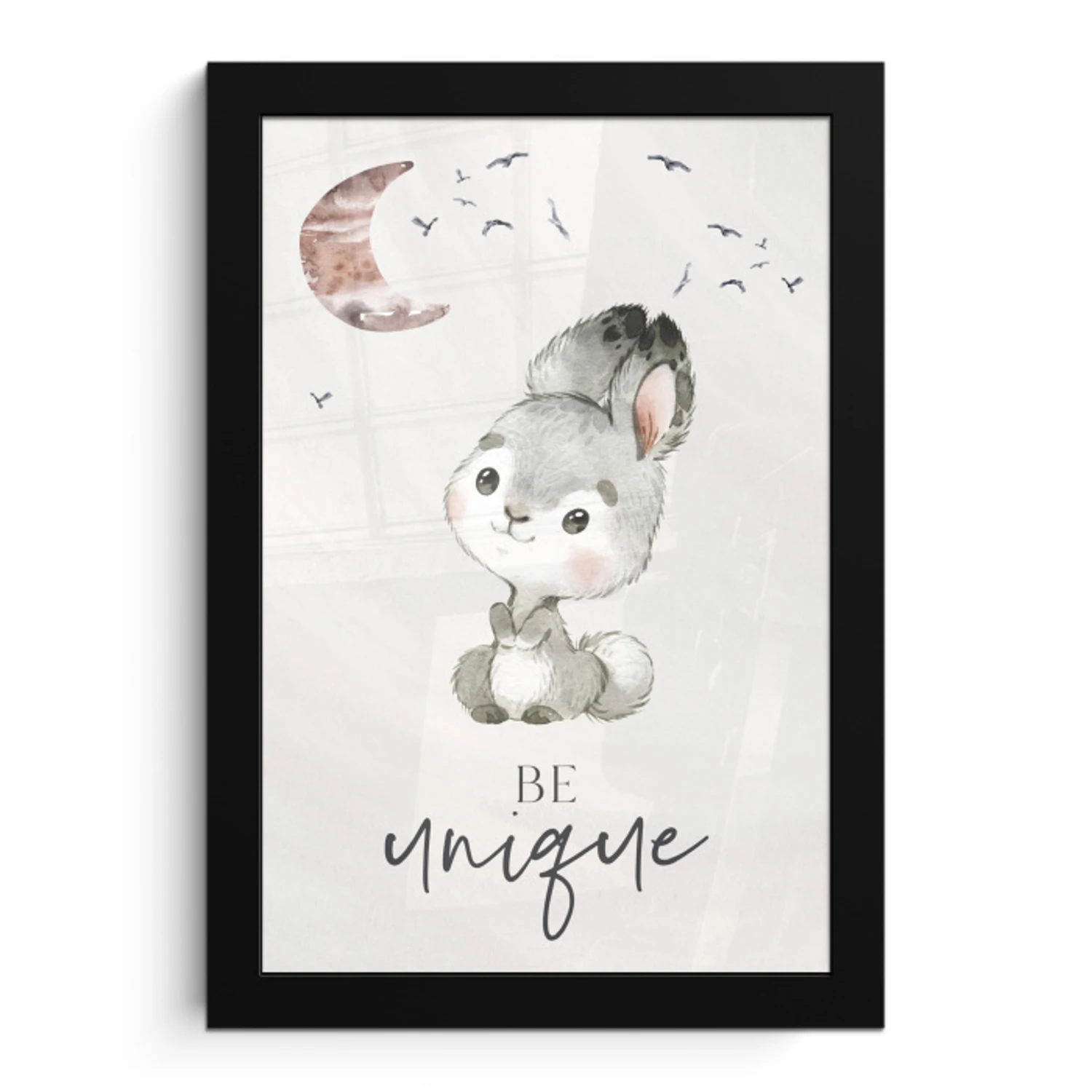 Quotes - Kinderen - Be unique - Jongens - Meisjes - Waterverf fotolijst zwart zonder passe partout klein -3d