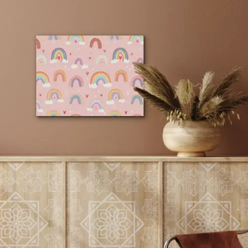 Regenboog - Patroon - Pastel - Handgetekend PET vilt klein -sfeer4