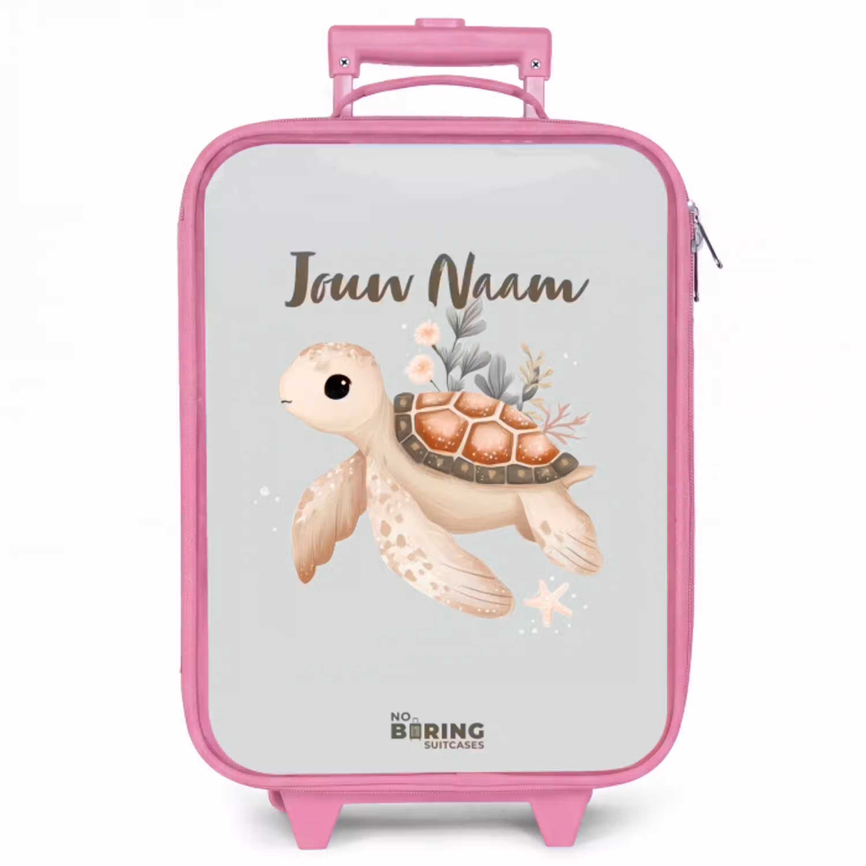 Bruine zeeschildpad in pastel onderwaterwereld Kinderkoffer - Roze klein -zzz_website3d