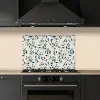 Patroon - Blauw- Beige keuken achterwand spatscherm klein 900 -sfeer1