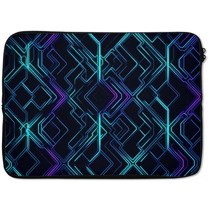 Gaming - Ruitvormen - Abstract - Neon - Paars laptophoes neopreen klein -zkaufland3dotto