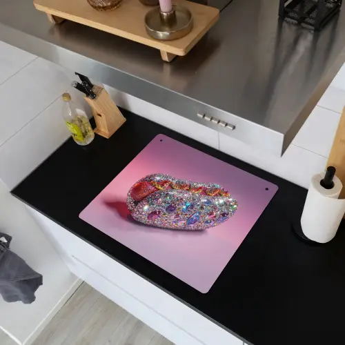 Hotdog - Steentjes - Glitters - Paars Inductie beschemer met haakjes middel -sfeer1