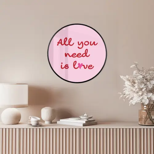 Tekst - Roze - Love - Hart Fotolijst rond zonder passe partout klein -sfeer3