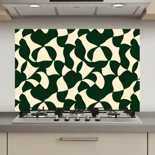 Groen - Organische vlakken - Crème keuken achterwand spatscherm klein 900 -3d_website