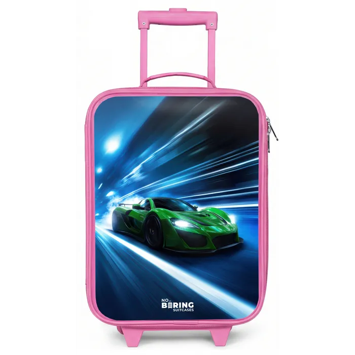 Groene supercar flitst door neonlicht Kinderkoffer - Roze klein -zz3dotto