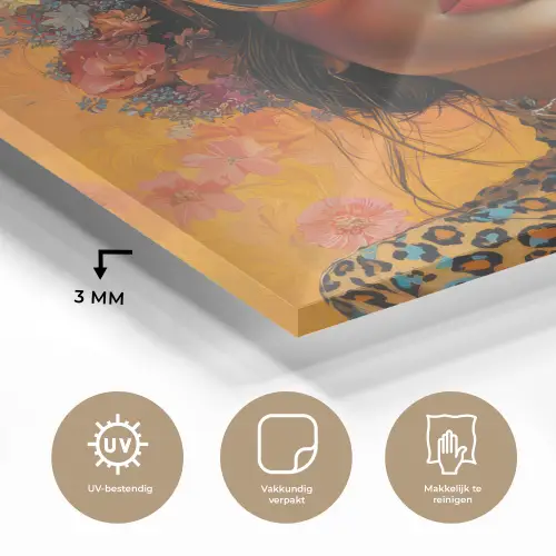 Vrouw - Bloemen - Aesthetic - Oranje plexiglas 5mm klein -sfeer2