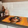 Vrouw - Bloemen - Aesthetic - Oranje Inductie beschermer vinyl 3mm klein -sfeer3