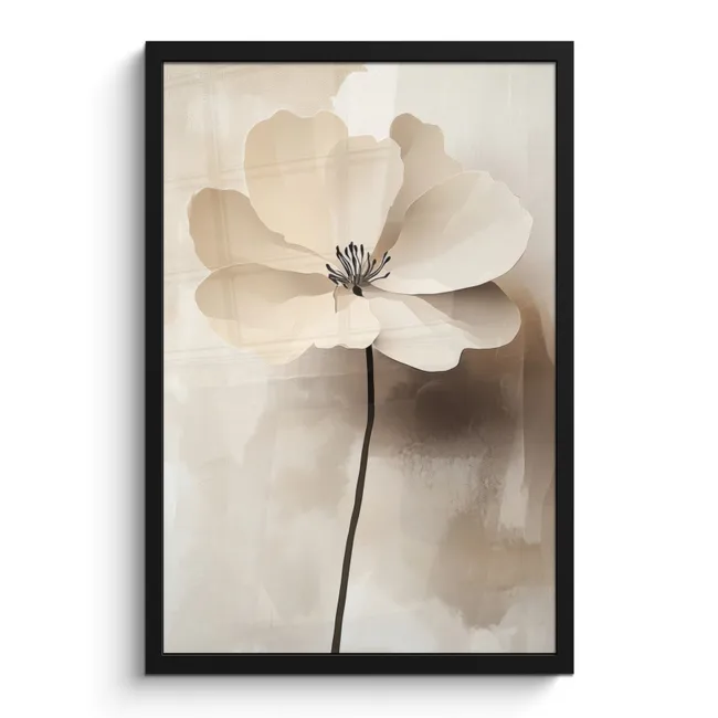 Poster met lijst - Bloem - Beige - Verf - Schaduw
