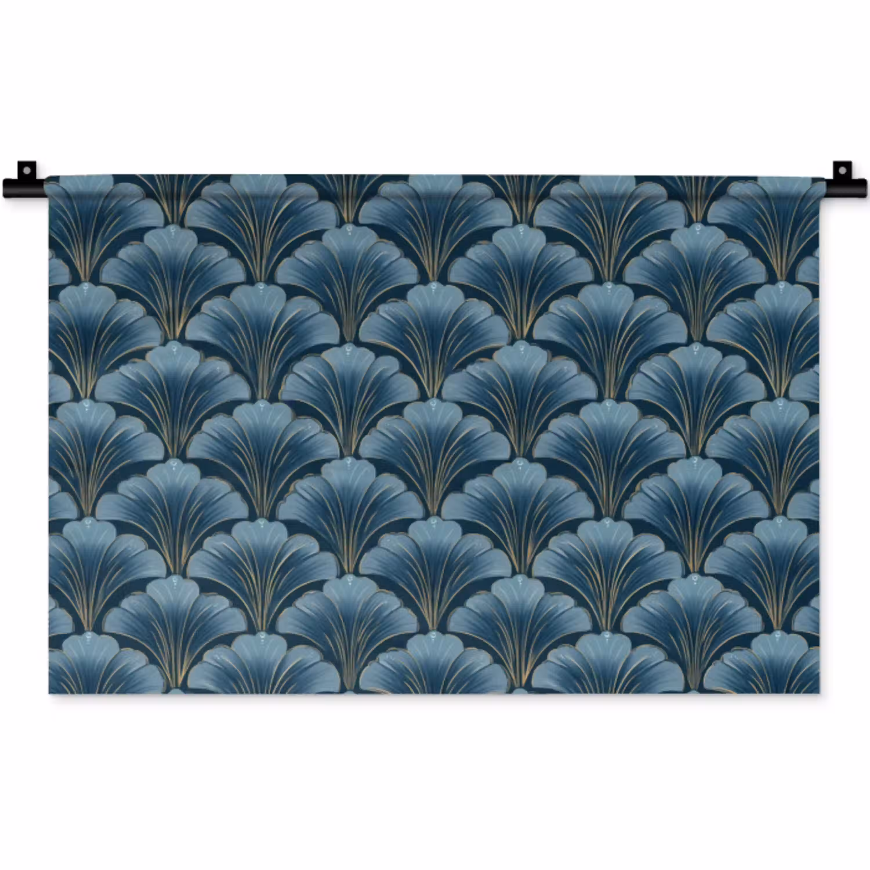 Patroon - Ginkgoblad - Blauw Wandkleed katoen klein 269 -zz3d