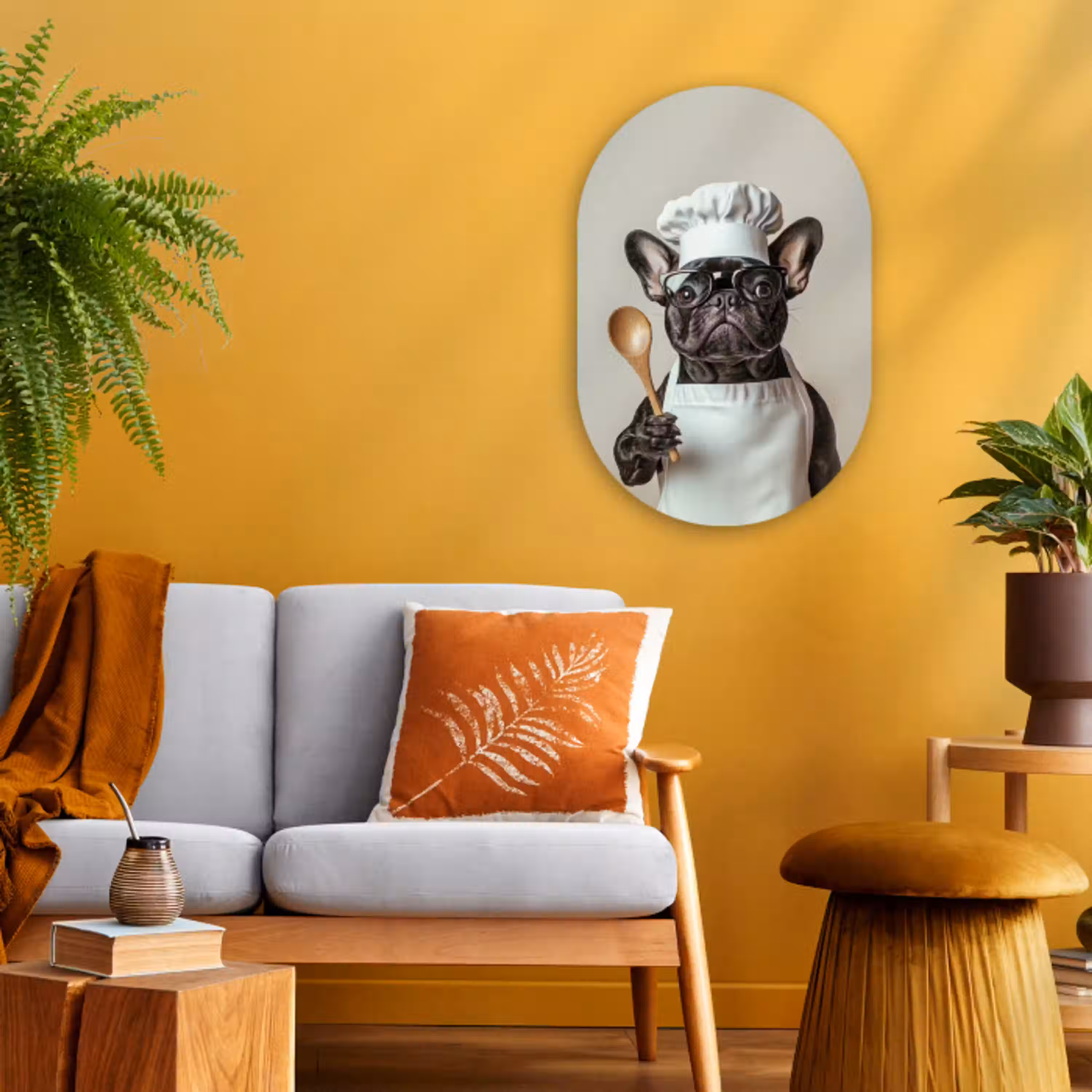 Bril - Hond - Kok Wandcirkel Ovaal Forex klein -sfeer4