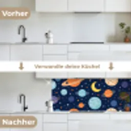 Ruimte - Planeten - Kleurrijk keuken achterwand 2 middel -voor-na_DE