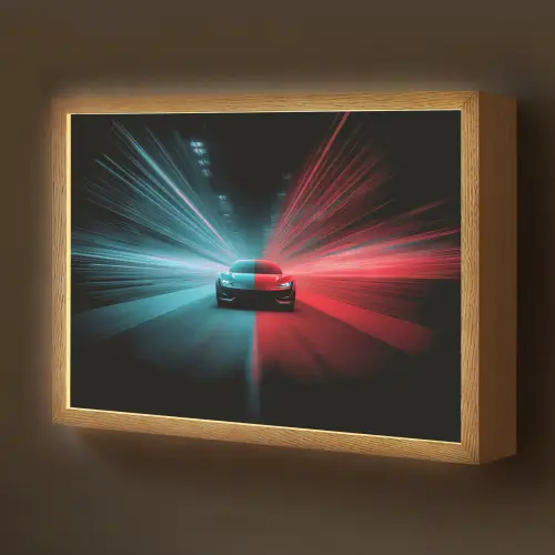 Sportwagen - Rood - Blauw - Snelheid Light Box met batterij (Wandlamp kind) middel -z3d_website