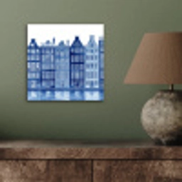 Aquarel - Grachtenpanden - Delfts - Blauw aluminium wit klein -sfeer2