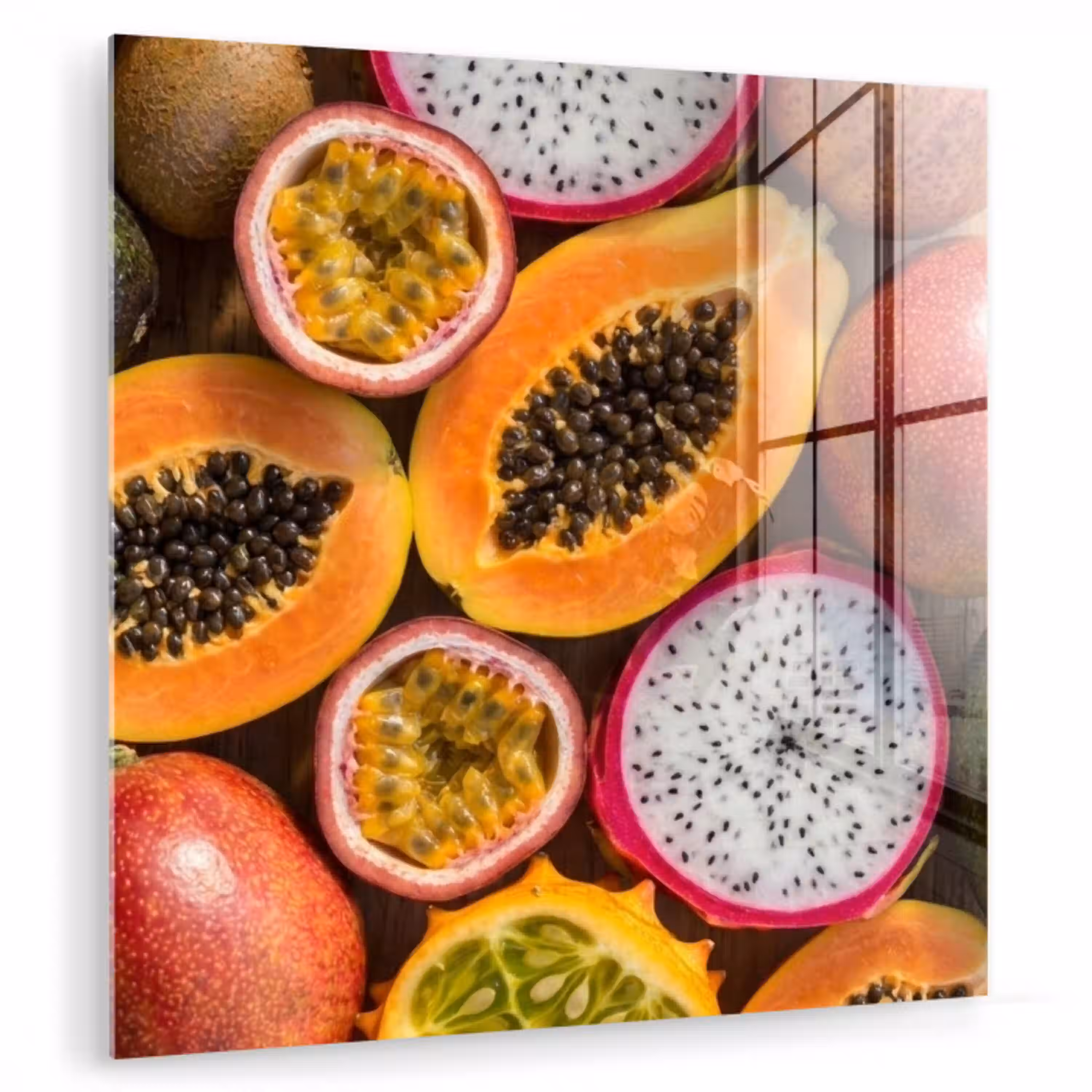 Fruit - Geopend - Tropisch - Eten - Kleurrijk plexiglas 5mm klein -zzzproduct_nieuw