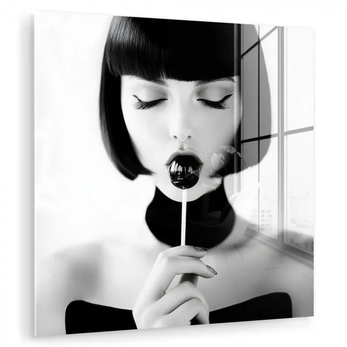 Vrouw - Lolly - Zwart - Wit plexiglas 5mm klein -zzzproduct_nieuw