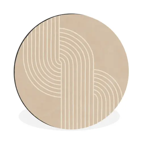 Parallelle lijnen - Lichte textuur - Beige Wandcirkel aluminium klein -3d