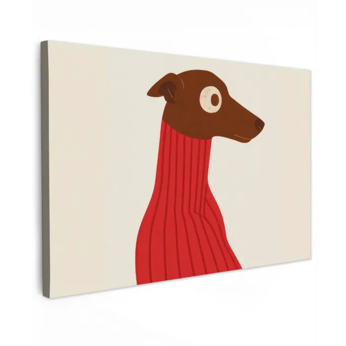 Silhouet - Hond - Trui - Rood canvas 2cm klein -z3d