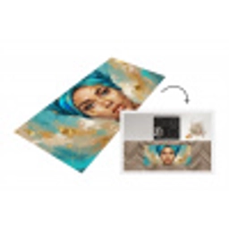 Portret - Vrouw - Schilderij - Blauw - Goud - Expressief Keukenloper - keukenmat middel -3d
