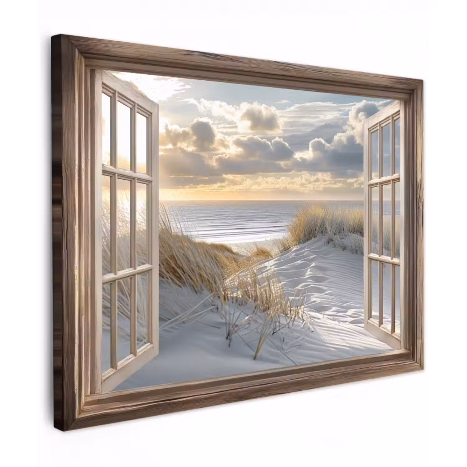 Canvas schilderij - Doorkijk - Strand - Duinen - Zee - Natuur