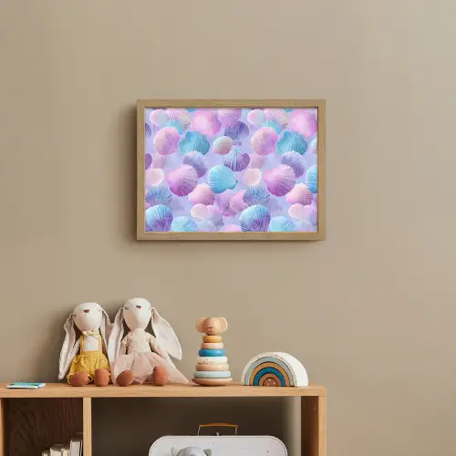 Schelpen - Paars - Blauw - Patroon Light Box met batterij (Wandlamp kind) middel -sfeer2_kind