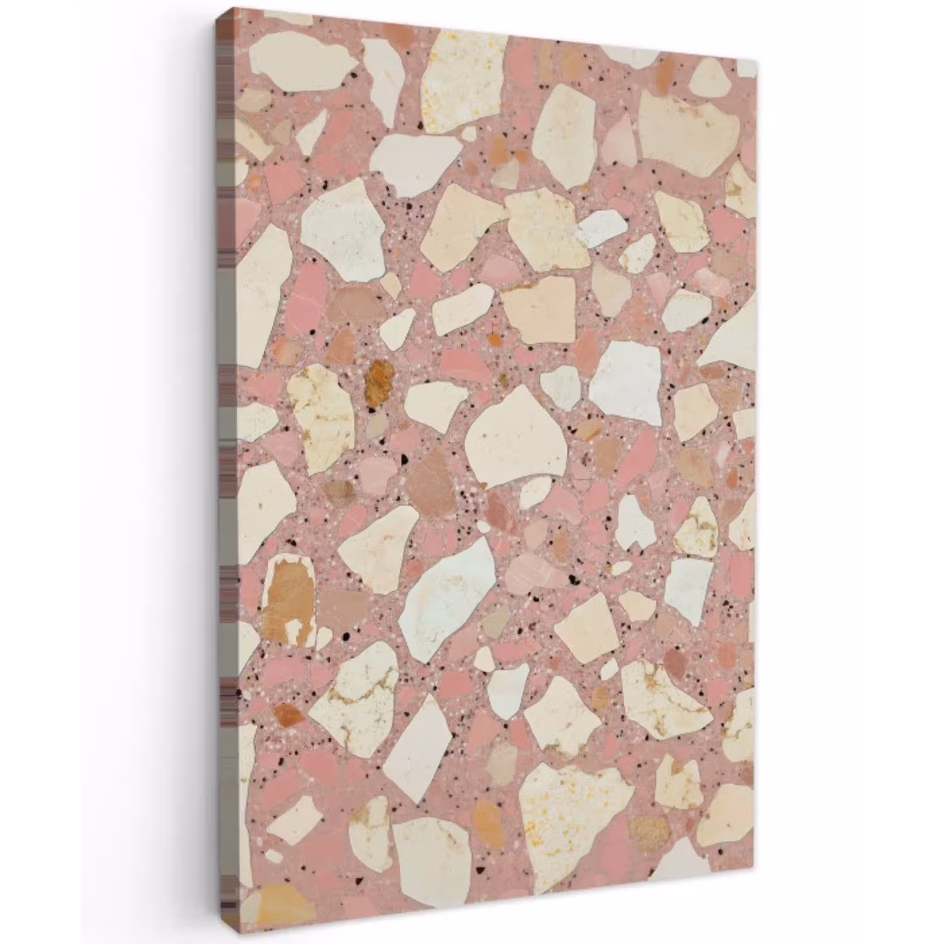 Roze - Decoratie - Stenen - Terrazzo Tuinposter op houten frame 2 cm dik middel -3d