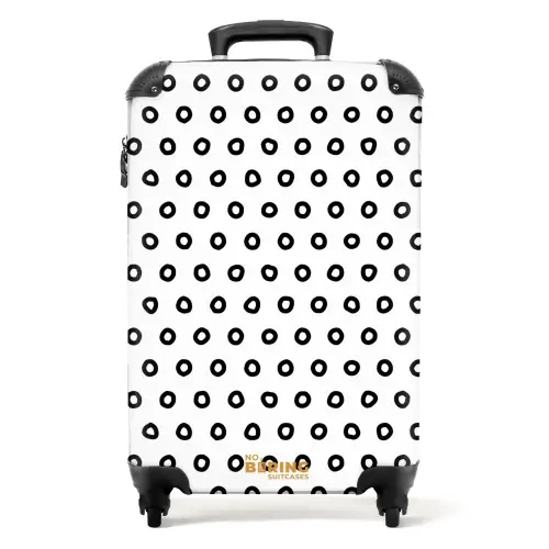 Zwarte cirkelvormige ringen over een witte achtergrond NBS - Handbagage koffer - Volwassenen Unisex middel -productfoto_recht